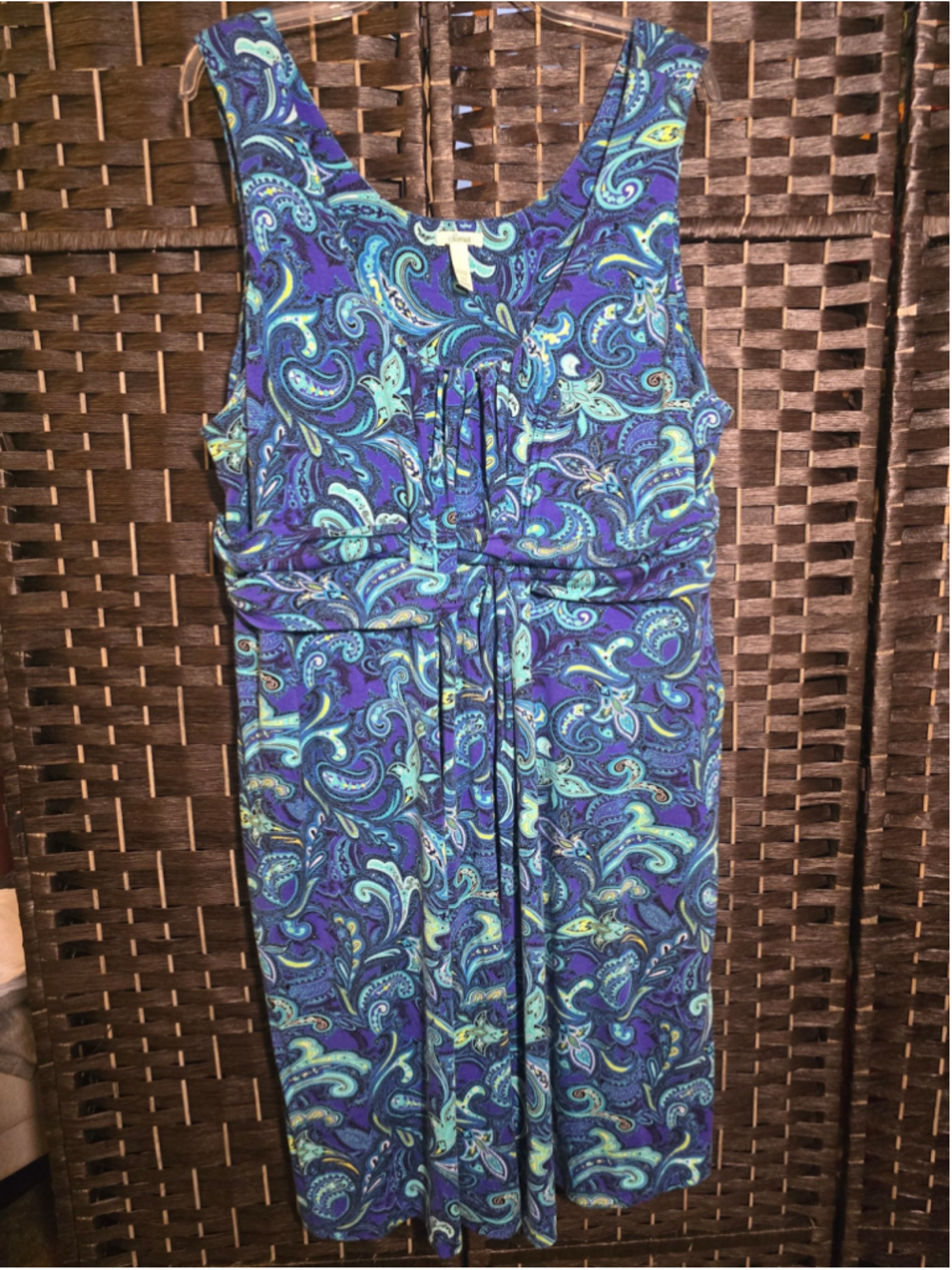 Soma Paisley Sleeveless Lounge Dress XXL 2XL Purple Blue Empire Waist EUC
